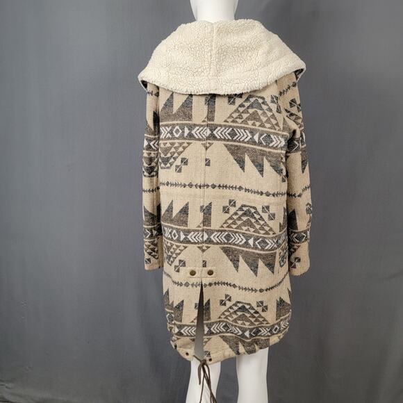 Kendall & Kylie Aztec Sherpa Collar Jacket Beige Tribal Pattern Boho Chic - Picture 4 of 16